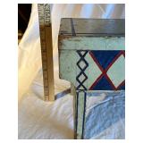 Vintage Decorative Wooden and Floral Cushioned Stools Pair