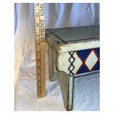 Vintage Decorative Wooden and Floral Cushioned Stools Pair