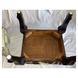 Vintage Decorative Wooden and Floral Cushioned Stools Pair