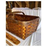 Vintage Woven Basket with Wooden Handle