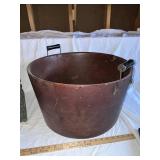 Vintage Copper Color Bucket & Green Wooden Egg Crate