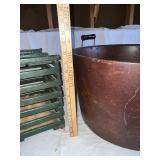 Vintage Copper Color Bucket & Green Wooden Egg Crate