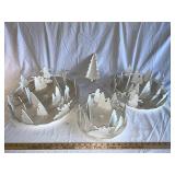 White Winter-Themed Candle Holder Set