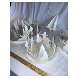 White Winter-Themed Candle Holder Set