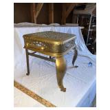 Antique Brass Footman Stool with Intricate Design