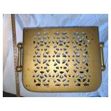 Antique Brass Footman Stool with Intricate Design