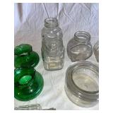Vintage Glass Collection: Jars, Bottles, and Green Glass Pieces