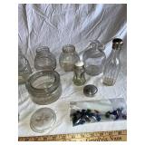 Vintage Glass Collection: Jars, Bottles, and Green Glass Pieces
