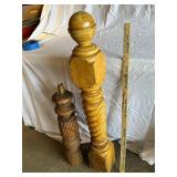 Vintage Wooden Post and Lamp Base Set