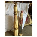 Hand-Carved Wooden Santa Claus Statues - Festive Holiday Decor