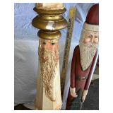 Hand-Carved Wooden Santa Claus Statues - Festive Holiday Decor