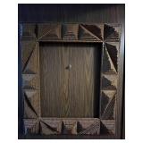 Vintage Tramp Art Wooden Picture Frame with Geometric Design