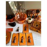 Halloween Decor Lot: Bowls, Figurines, Decorations, and More