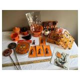 Halloween Decor Lot: Bowls, Figurines, Decorations, and More
