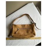 Coach Tan Leather Handbag with Strap and Zipper Pocket