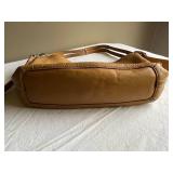 Coach Tan Leather Handbag with Strap and Zipper Pocket