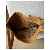 Coach Tan Leather Handbag with Strap and Zipper Pocket