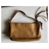 Coach Tan Leather Handbag with Strap and Zipper Pocket