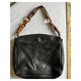 Authentic Coach Black Leather Handbag with Brown Strap