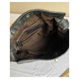 Authentic Coach Black Leather Handbag with Brown Strap