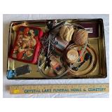 Vintage Craft and Sewing Lot with Tins and Decorative Items