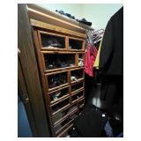 Vintage Wooden Multi-Drawer Storage Cabinet with Glass Fronts - CONTENTS NOT INCLUDED