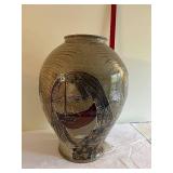 Large Stoneware Vase with Native American Art Motifs