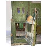 Antique Wooden Hand-Painted Dollhouse Church with Stained Glass