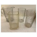 Vintage Glass Measuring Cups and Pitcher Set