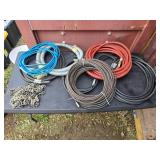 Tubing, 25ft Extension Cord, chain and 3/8" steel cable