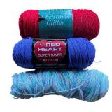 P - Large Assorted Yarn Lot including Red Heart, Blarney-Spun, Sayelle and More