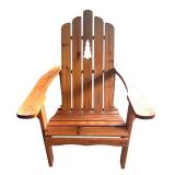 P - Pair of Wooden Adirondack Chairs with Tree Cutout Design