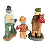 P - Set of 3 Hand Carved Wooden Figurines by Pobbie Crafty Crafts