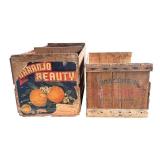 P - Pair of Vintage Wooden Crates Narango Beauty and Wisconsin Cranberries
