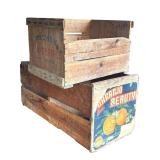 P - Pair of Vintage Wooden Crates Narango Beauty and Wisconsin Cranberries