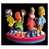 P - Pobbies Crafty Crafts Carved Wooden Clown Quartet Sculpture