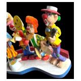 P - Pobbies Crafty Crafts Carved Wooden Clown Quartet Sculpture