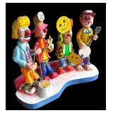 P - Pobbies Crafty Crafts Carved Wooden Clown Quartet Sculpture