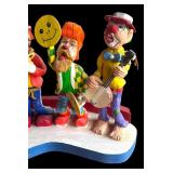 P - Pobbies Crafty Crafts Carved Wooden Clown Quartet Sculpture