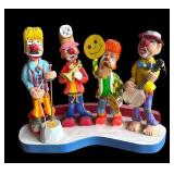 P - Pobbies Crafty Crafts Carved Wooden Clown Quartet Sculpture