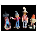 P - Set of 4 Hand Carved Wooden Folk Art Figurines by Pobbies Crafty Crafts