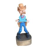 P - Set of 3 Hand Carved Wooden Cowboy Figurines by Pobbies Crafty Crafts