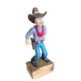 P - Set of 3 Hand Carved Wooden Cowboy Figurines by Pobbies Crafty Crafts