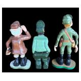 P - Set of 3 Hand Carved Wooden Military Figurines by Pobbies Crafty Crafts