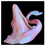 P - Vintage Slag Glass Swan Dish