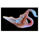 P - Vintage Slag Glass Swan Dish