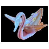 P - Vintage Slag Glass Swan Dish