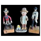 P - Set of 3 Pobbies Crafty Crafts Hand-Carved Western Figurines