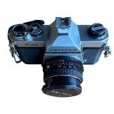 P - Pentax Asahi K1000 Camera with 3 Lenses and Rollei & Toshiba Flashes
