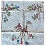 P - Vintage Needlepoint Quilt with Woodland Animals